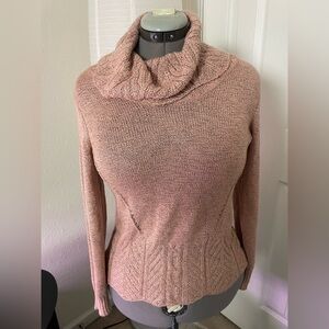 Dressbarn peach knit sweater cowl neck cozy pullover Petite S made in China